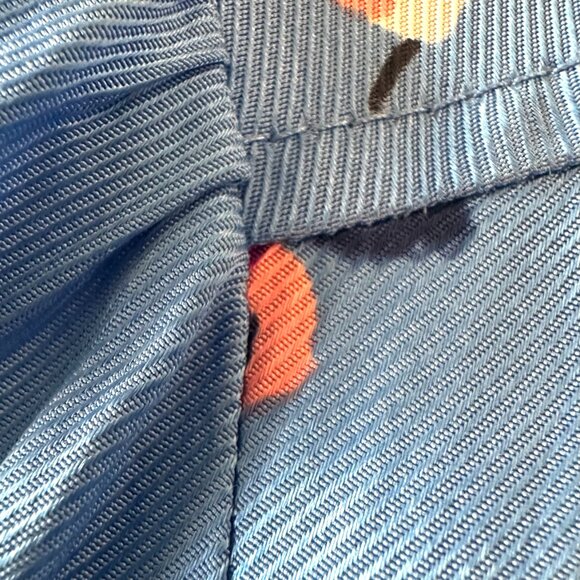 See By Chloe Floral Satin Twill Tie Shirt Dress Blue Parisian US Sz 8 - Picture 9 of 13